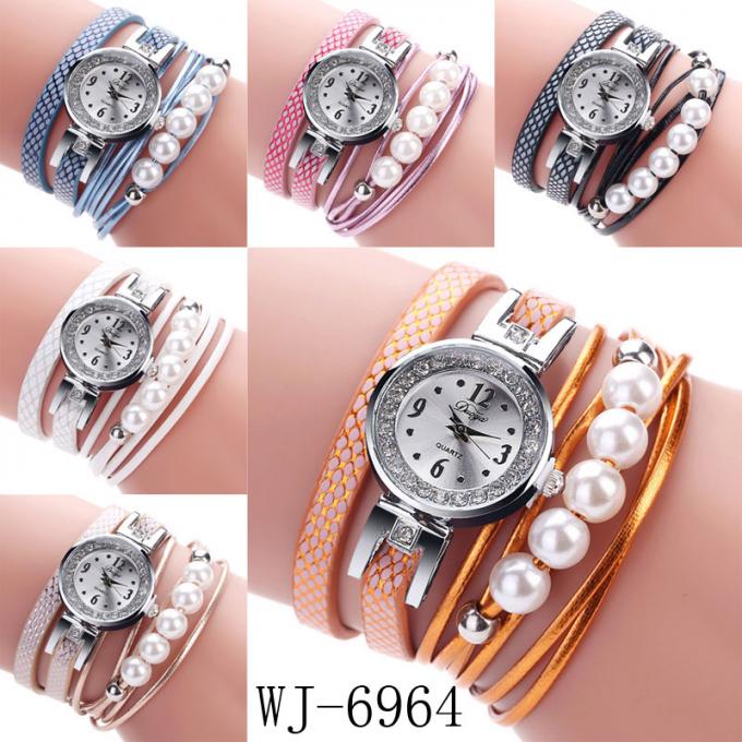 WJ-7029 แฟชั่นเพชรผู้หญิงนาฬิกาดอกไม้สร้อยข้อมือ handwatches หนังกำไลข้อมือนาฬิกาข้อมือ