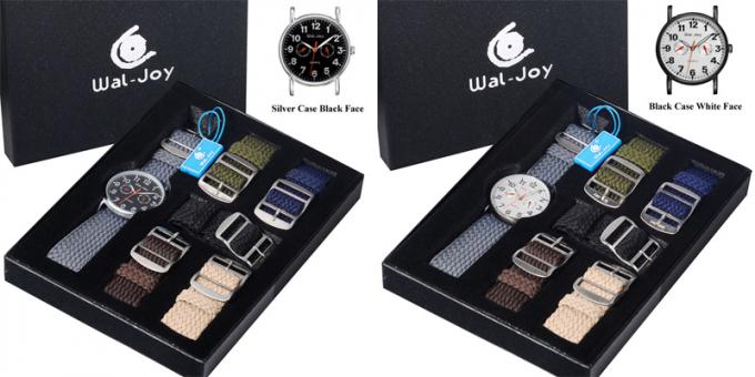 Wal-Joy โลโก้ที่กำหนดเองทอสายหรูหราของขวัญนาฬิกาชุดสำหรับสาวผู้หญิงนักออกแบบนาฬิกาเปลี่ยนวง DIY เด็กนาฬิกาข้อมือ