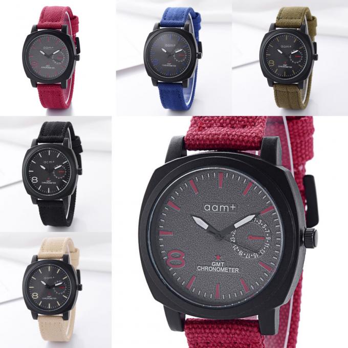 WJ-3395 จีน Yiwu โรงงานโลโก้ขายร้อน OEM นาฬิกาถักผ้าใบไนล่อนลาย Vogue เจนีวานาฬิกาผู้ชายนาฬิกาข้อมือโปรโมชั่น