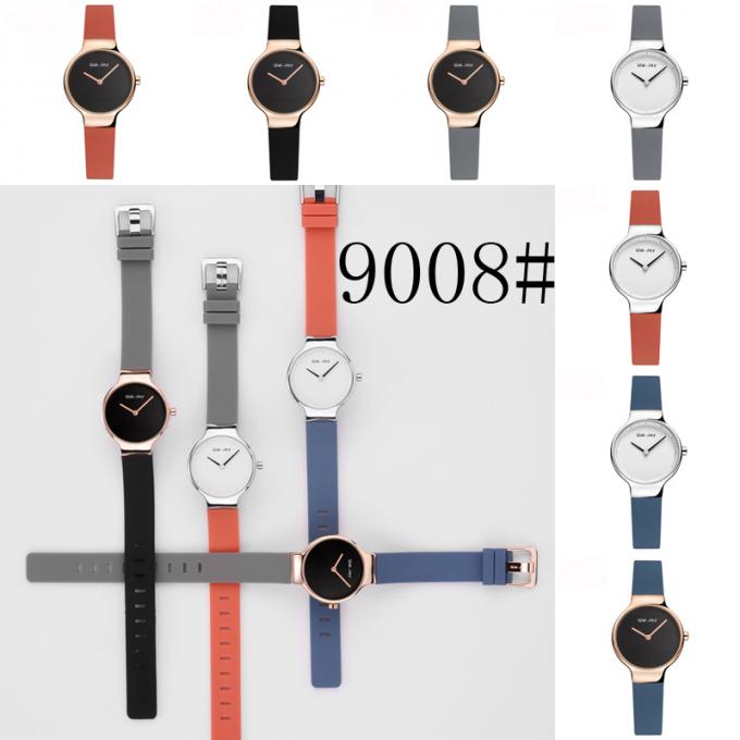 WJ-8455 แฟชั่นผู้หญิงสีม่วงที่มีคุณภาพดีของขวัญนาฬิกาโลหะผสมกรณีเลดี้นาฬิกาหนัง