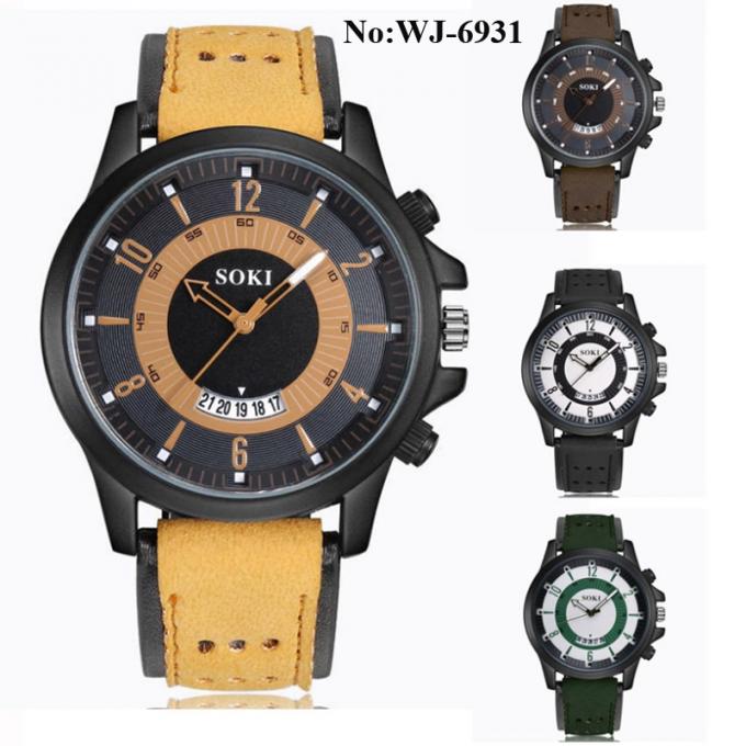 WJ-7967 ขายด่วนนาฬิกาผู้ชายข้อมือแฟชั่นหนังผู้ชายนาฬิกาอะนาล็อก
