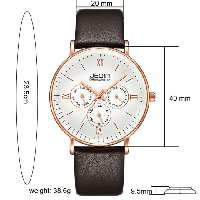 WJ-7396 ขายส่ง JEDIR ยี่ห้อผู้ชายนาฬิกาออกแบบล่าสุด 3ATM ควอตซ์ Handwatches อัตโนมัติวันที่วันหนังนาฬิกาข้อมือ