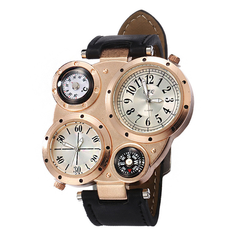 WJ-5281 multifunction water resistant double movement with compass personality newest men watch